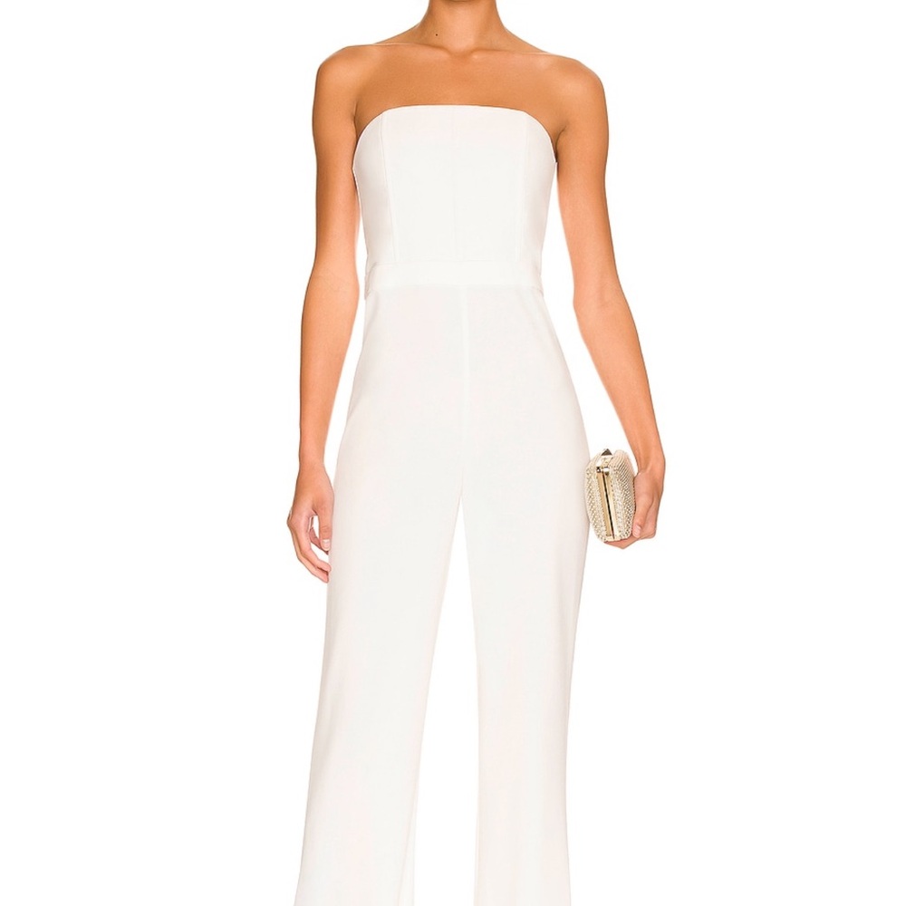 Alice + Olivia Bridal Bride White Party White Jumpsuit